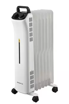 Обогреватель масляный Polaris POR 0415, 1.5 кВт, до 16 м, секций: 7, термостат, регулировка температуры, механическое управление, напольный, белый (POR 0415)