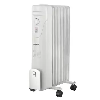 Обогреватель масляный 1.5 кВт, до 20 м, секций: 7, термостат, регулировка температуры, механическое управление, напольный, белый, Blackton Bt OH3110