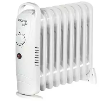 Обогреватель масляный 1 кВт, до 10 м, секций: 9, термостат, регулировка температуры, механическое управление, напольный, белый, Engy Mini EN-1709 (015095)