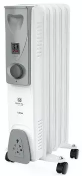 Обогреватель масляный Royal Clima Siena ROR-S5-1000M, 1 кВт, до 10 м, секций: 5, термостат, регулировка температуры, механическое управление, напольный, белый (ROR-S5-1000M)