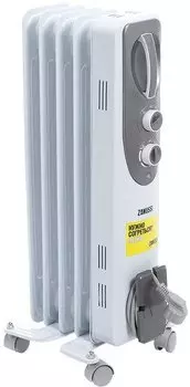 Обогреватель масляный 1кВт, до 15м², секций: 5, термостат, регулировка температуры, механическое управление, напольный, белый, Zanussi Espressione ZOH/ES-05WN