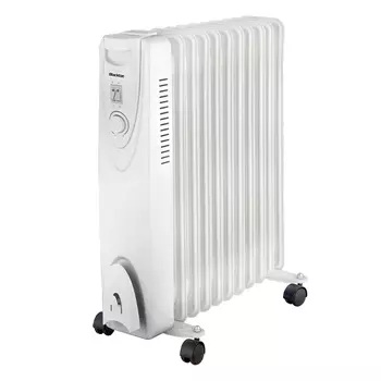 Обогреватель масляный 2.5 кВт, до 20 м, секций: 11, термостат, регулировка температуры, механическое управление, напольный, белый, Blackton Bt OH1112