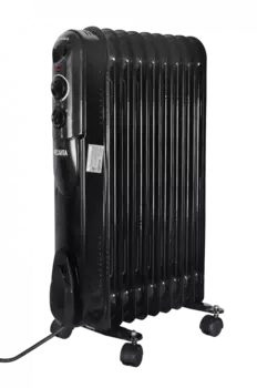 Обогреватель масляный 2 кВт, до 20 м, секций: 9, термостат, регулировка температуры, механическое управление, напольный, черный, РЕСАНТА ОМПТ- 9НЧ (67/3/14)