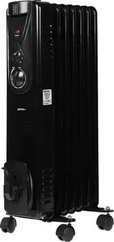 Обогреватель масляный Centek CT-6200, 1.5 кВт, до 15 м, секций: 7, регулировка температуры, механическое управление, напольный, черный (CT-6200 BLACK)