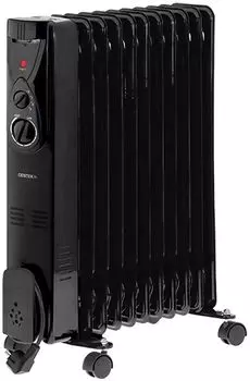 Обогреватель масляный Centek CT-6202, 2.5 кВт, до 25 м, секций: 11, термостат, регулировка температуры, механическое управление, напольный, черный (CT-6202 BLACK)