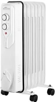 Обогреватель масляный Centek CT-6205, 1.5 кВт, до 15 м, секций: 7, термостат, регулировка температуры, механическое управление, напольный, белый (CT-6205)