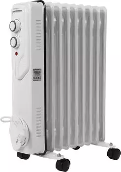 Обогреватель масляный Centek CT-6206, 2 кВт, до 20 м, секций: 9, термостат, регулировка температуры, механическое управление, напольный, белый (CT-6206)