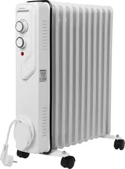 Обогреватель масляный Centek CT-6207, 2.5 кВт, до 25 м, секций: 11, термостат, регулировка температуры, механическое управление, напольный, белый (CT-6207)