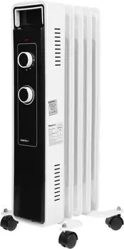 Обогреватель масляный Centek CT-6221-5, 1 кВт, до 12.5 м, секций: 5, термостат, регулировка температуры, механическое управление, напольный, белый/черный (CT-6221-5)
