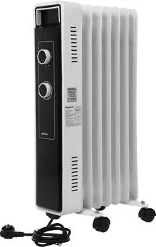 Обогреватель масляный Centek CT-6222-7, 1.5 кВт, до 15 м, секций: 7, термостат, регулировка температуры, механическое управление, напольный, белый/черный (CT-6222-7)
