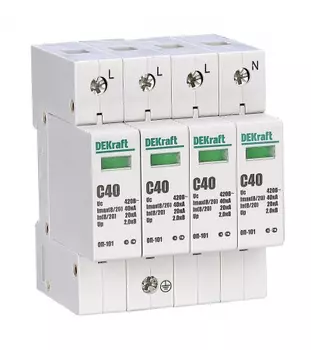 Ограничитель импульсных перенапряжений DEKraft ОП-101 4P, 20kA, 400В (18022DEK)
