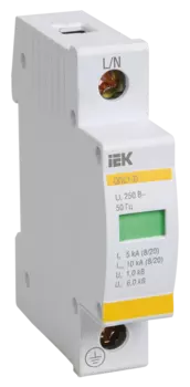 Ограничитель импульсных перенапряжений IEK ОПС1-C 1P, 20кА, 400 В (MOP20-1-C)