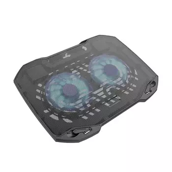 Охлаждающая подставка для ноутбука 15.6" Hiper TYPHON (СP-A6), вентилятор: 2x120 mm, синяя подсветка, металл, пластик, черный (СP-A6 TYPHON)