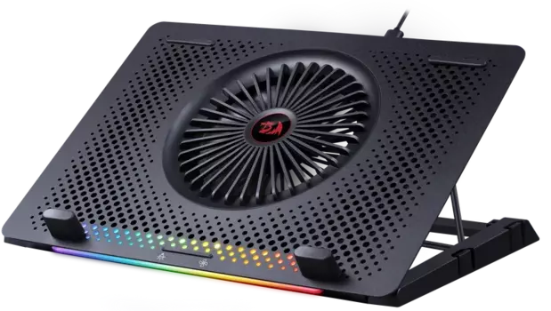 Охлаждающая подставка для ноутбука 15.6" Redragon Ivy, вентилятор: 5x140 мм, RGB подсветка, 2xUSB, металл, пластик, черный (77905)