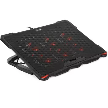 Охлаждающая подставка для ноутбука 17" CROWN CMLS-402, вентилятор: 6х70мм, красная подсветка, пластик, черный (CM000003308)