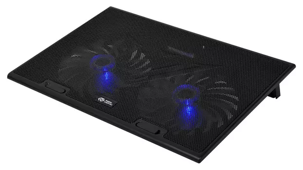 Охлаждающая подставка для ноутбука 17" Digma D-NCP170-2, вентилятор: 2x150мм, синяя подсветка, 2xUSB, металл, пластик, черный