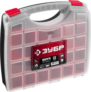 Органайзер 32.5смx28смx6см, отсеков 13шт., пластик, ручка, ЗУБР Мастер ВОЛГА-13 (38034-13)