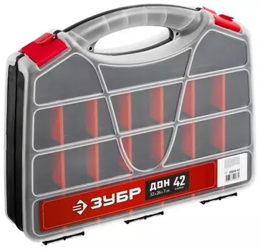 Органайзер 32смx26смx7см, отсеков 42шт., пластик, ручка, ЗУБР Мастер Дон-42 (38036-42)
