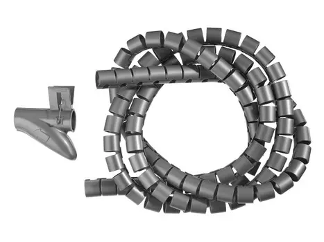 Органайзер для проводов Netko, 2м, спиральный, пластик, с инструментом для укладки серый (TWM20)