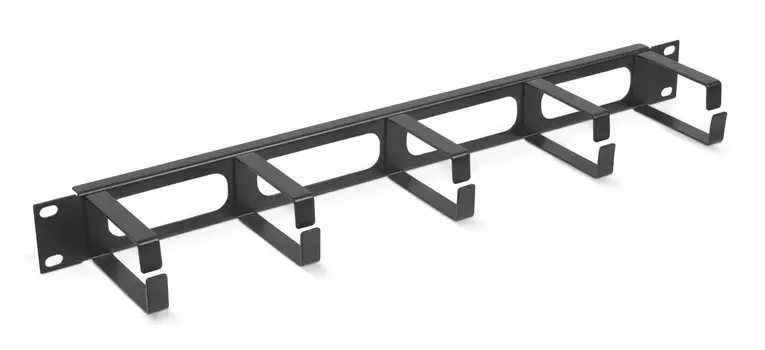 Органайзер кабельный Cabeus JB08-1U-BK, горизонтальный, 19", 1U, 5-колец, металл черный (JB08-1U-BK)