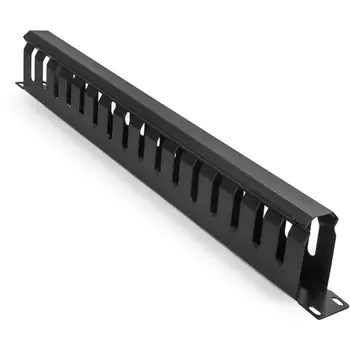 Органайзер кабельный Exegate CM19-1U-16M-CV, горизонтальный, 19", 1U, с крышкой, металл черный (EX292872RUS)