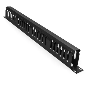 Органайзер кабельный Exegate CM19-1U-24M-CV, горизонтальный, 19", 1U, с крышкой, металл черный (EX292873RUS)