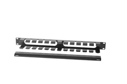 Органайзер кабельный горизонтальный 2U, черный, металл, с крышкой, ГКЗ-2U-9005 ЦМО (30536321703)