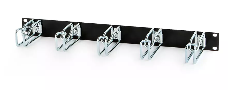 Органайзер кабельный Hyperline CMW-1U-02-BK, горизонтальный, 19", 1U, 5-колец, пластик/металл серебристый (102453)