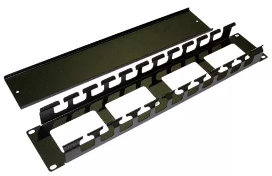 Органайзер кабельный Hyperline, горизонтальный, 19", 2U, 11-колец, с крышкой, металл черный (CM-2U-ML-COV)