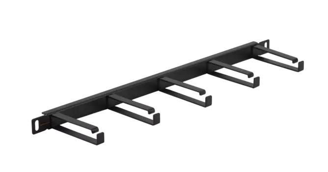 Органайзер кабельный NIKOMAX, горизонтальный, 19", 0.5U, 5-колец, металл черный (NMC-OK800-HU-BK-2)