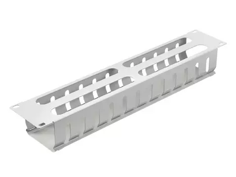 Органайзер кабельный NoName 56026, 19", 2U, с крышкой, металл белый (56026)