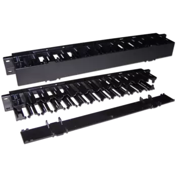 Органайзер кабельный Lanmaster LAN-ORG/CVP-1U, вертикальный, 1U, с крышкой, пластик черный