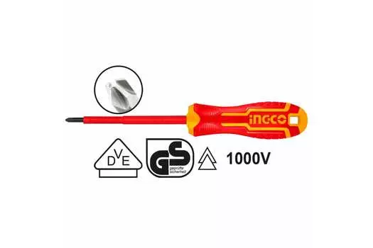 Отвертка крестообразный PH0x60мм, CrV, диэлектрическая, INGCO HISD81PH060 (HISD81PH060)