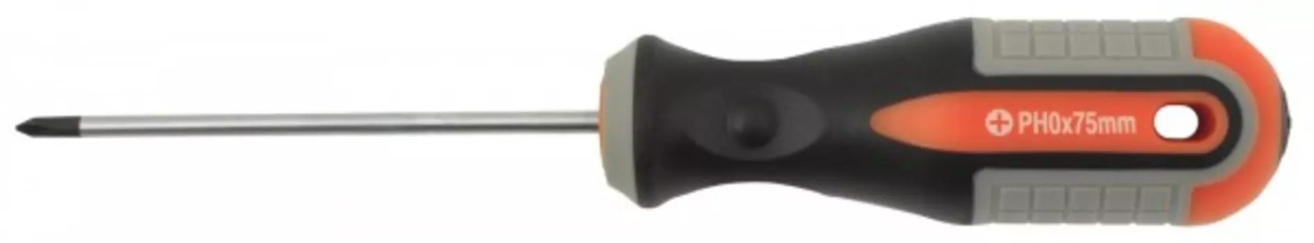 Отвертка крестовая PH0x75мм, CrV, магнитный наконечник, Ombra ROUND GRIP 751075 (55132)