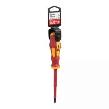 Отвертка крестовая PH2, CrV, магнитный наконечник, диэлектрическая, EKF Master PH2x100 (ph-2-100-mas-in)