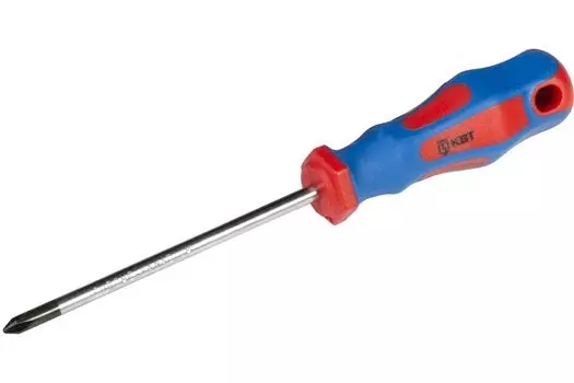 Отвертка крестовая PZ1x100мм, прорезиненная рукоять, КВТ МАСТЕР 77403 (77403)