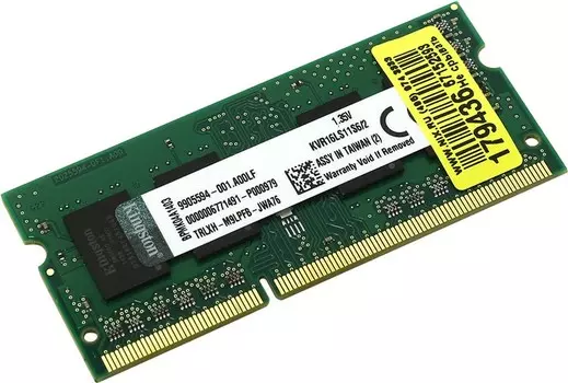Память DDR3L SODIMM 2Gb, 1600MHz, CL11, 1.35 В, Kingston, ValueRAM (KVR16LS11S6/2)