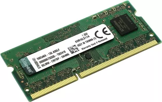 Память DDR3L SODIMM 4Gb, 1600MHz, CL11, 1.35 В, Kingston, ValueRAM (KVR16LS11/4WP)