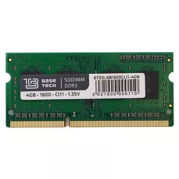 Память DDR3L SODIMM 4Gb, 1600MHz, CL11, 1.35 В, BaseTech (BTD3LNB-1600-CL11-4GN) Bulk (OEM)