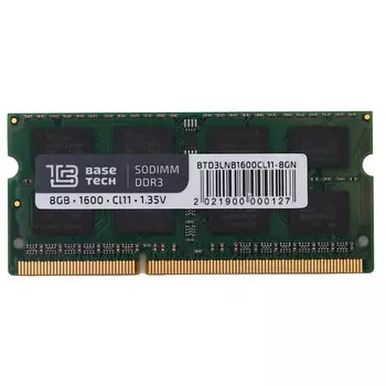 Память DDR3L SODIMM 8Gb, 1600MHz, CL11, 1.35 В, BaseTech (BTD3LNB-1600-CL11-8GN) Bulk (OEM)