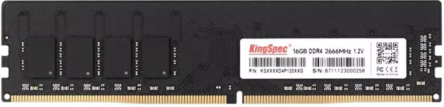 Память DDR4 DIMM 16Gb, 2666MHz, 1.2 В, KingSpec (KS2666D4P12016G)
