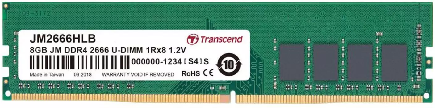 Память DDR4 DIMM 16Gb, 2666MHz, CL19, 1.2 В, Transcend (JM2666HLB-16G)