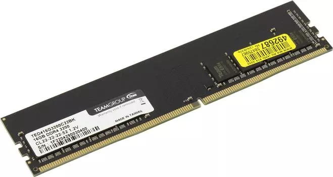 Память DDR4 DIMM 16Gb, 3200MHz, CL22, 1.2 В, Team Group, Elite (TED416G3200C22BK) Bulk (OEM)