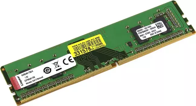 Память DDR4 DIMM 4Gb, 2400MHz, CL17, 1.2 В, Kingston (KVR24N17S6/4)