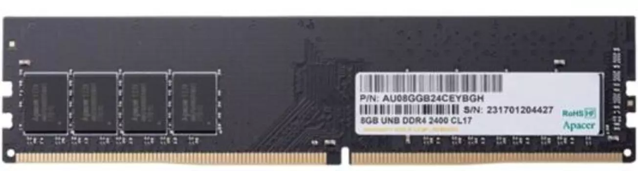 Память DDR4 DIMM 8Gb, 2400MHz, CL17, 1.2V Apacer (AU08GGB24CEYBGH/EL.08G2T.GFH)
