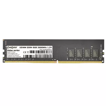 Память DDR4 DIMM 8Gb, 2666MHz, CL19, 1.2V, ExeGate, Value Ограниченая совместимость с платформой AMD (EX283082RUS)