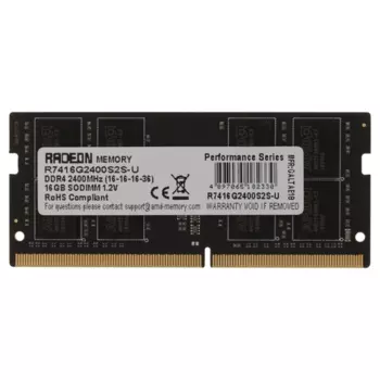 Память DDR4 SODIMM 16Gb, 2400MHz, CL16, 1.2 В, AMD, R7 Performance (R7416G2400S2S-U)