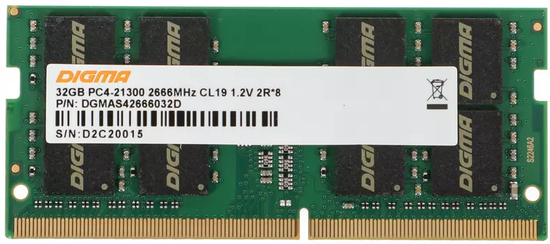 Память DDR4 SODIMM 32Gb, 2666MHz, CL19, 1.2 В, DIGMA (DGMAS42666032D) Retail