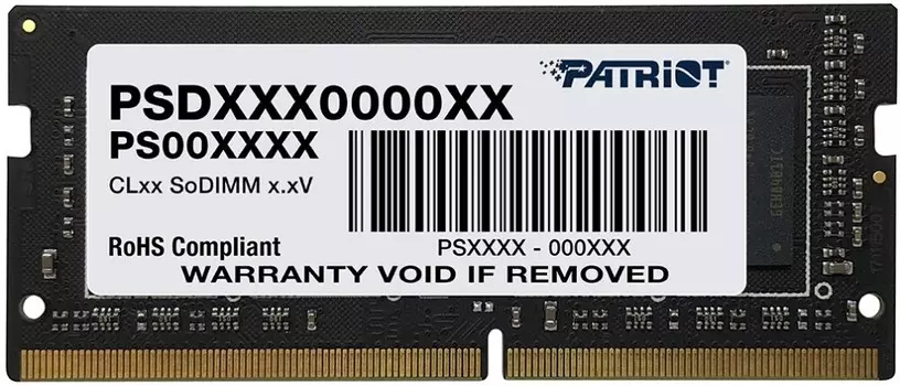 Память DDR4 SODIMM 8Gb, 2666MHz, CL19, 1.2V, Patriot Memory (PSD48G26662S) Retail