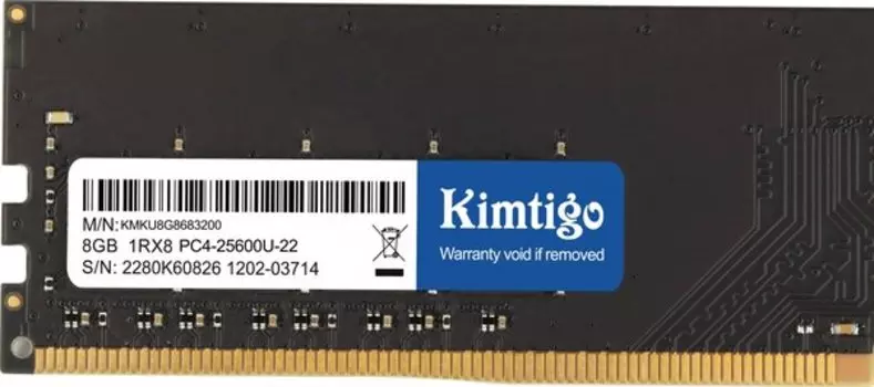 Память DDR4 SODIMM 8Gb, 3200MHz, Kimtigo (KMKS8G8683200) Retail